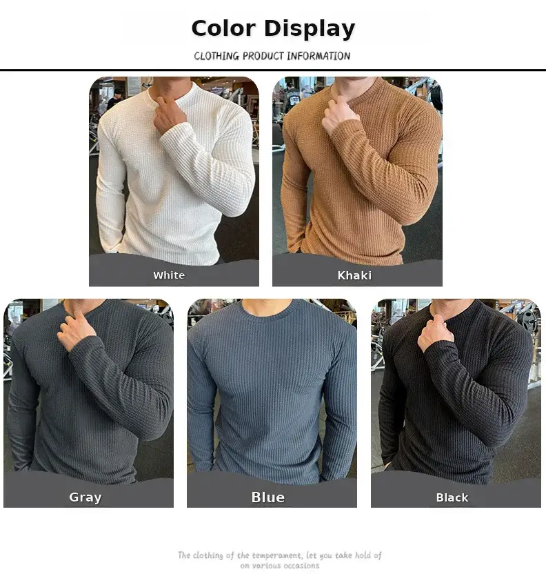Men's Black Knit Long Sleeve T-Shirt Spring Trbottomy Brand — feature 2