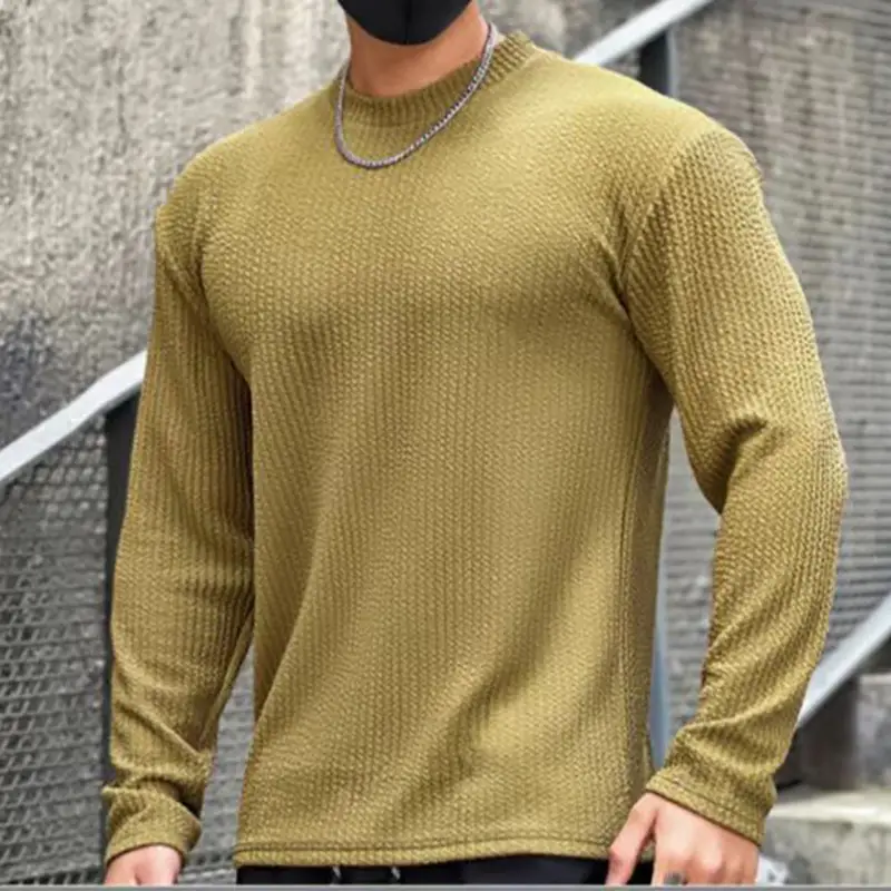 Men's Black Knit Long Sleeve T-Shirt Spring Trbottomy Brand - Image 6
