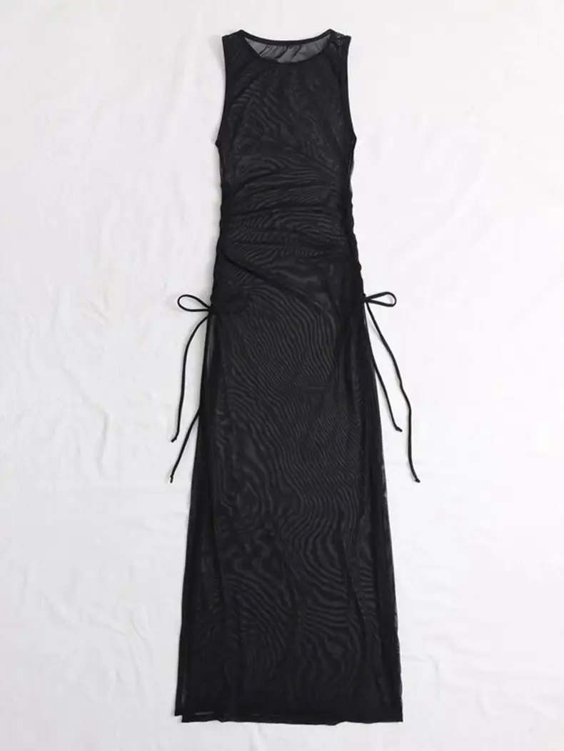 Amazon's New European and American Solid Color Long Skirt Swimsuit Sun Protection Cover-Up Bikini Beach Skirt Three-Piece Swimsuit for Women — feature 6