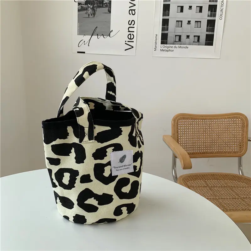 Leopard Print Canvas Shoulder Bag Large Capacity - Image 2