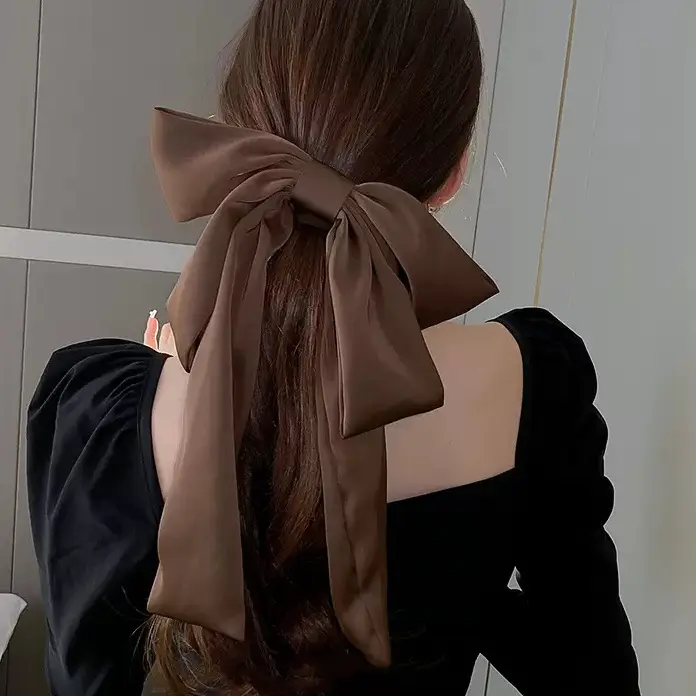 Oversized Silk Ribbon Hairpin for Women