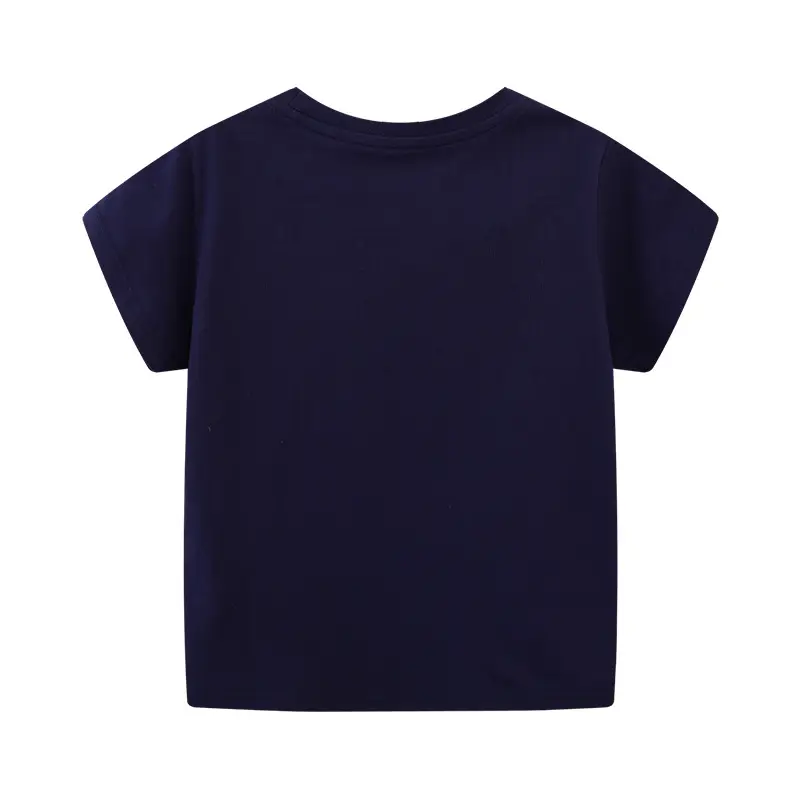 2025 Summer Boys T-Shirt Navy Blue Round Neck Short Sleeve - Image 3