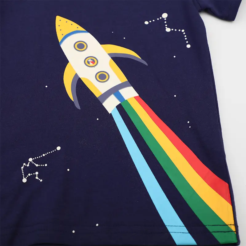 2025 Summer Boys T-Shirt Navy Blue Round Neck Short Sleeve - Image 5