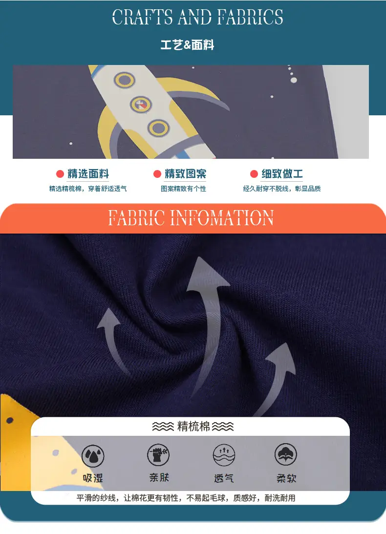 2025 Summer Boys T-Shirt Navy Blue Round Neck Short Sleeve — feature 7