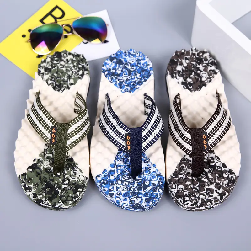 Camouflage Beaded Flip Flops Large Summer Wear