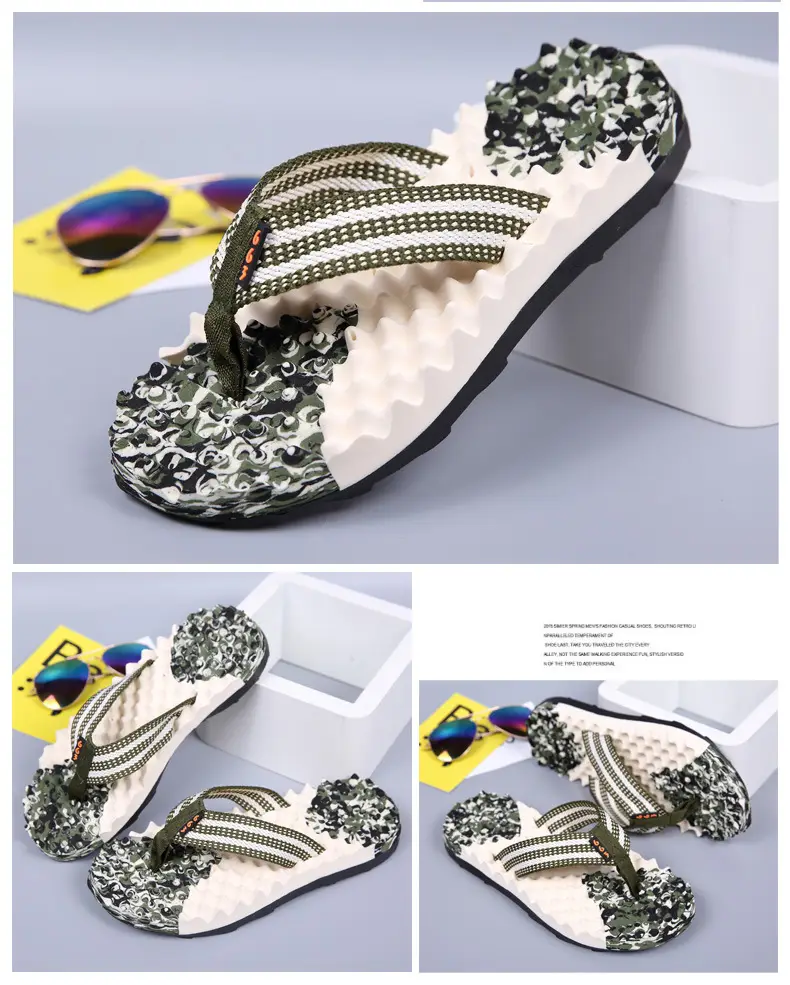Camouflage Beaded Flip Flops Large Summer Wear — feature 12