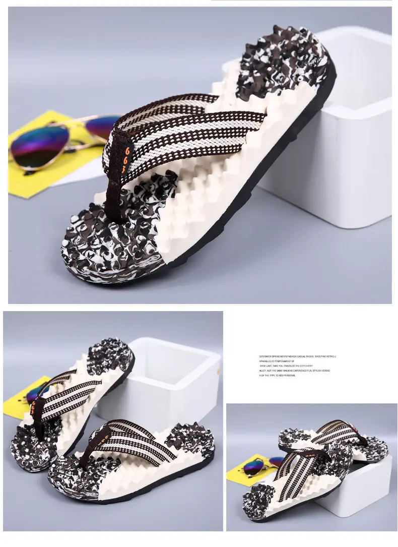 Camouflage Beaded Flip Flops Large Summer Wear — feature 13