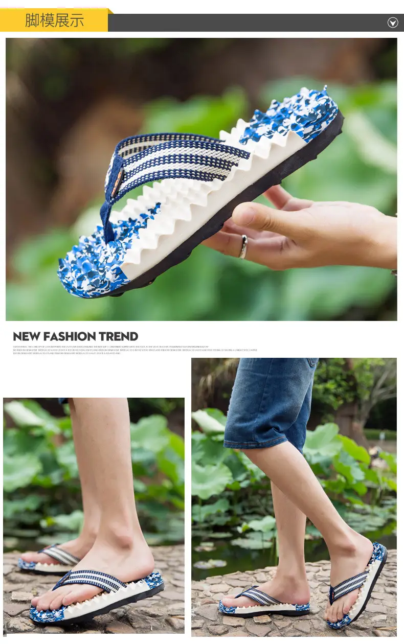 Camouflage Beaded Flip Flops Large Summer Wear — feature 14