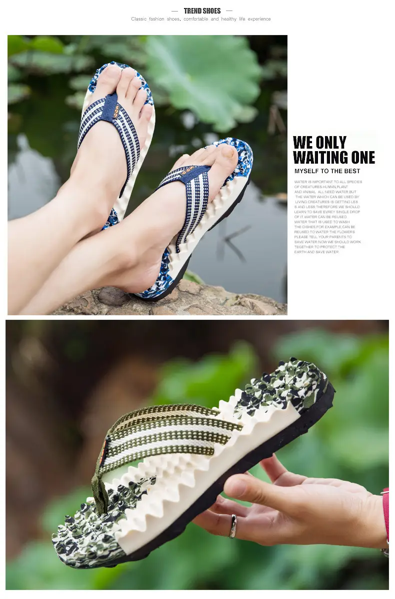 Camouflage Beaded Flip Flops Large Summer Wear — feature 16
