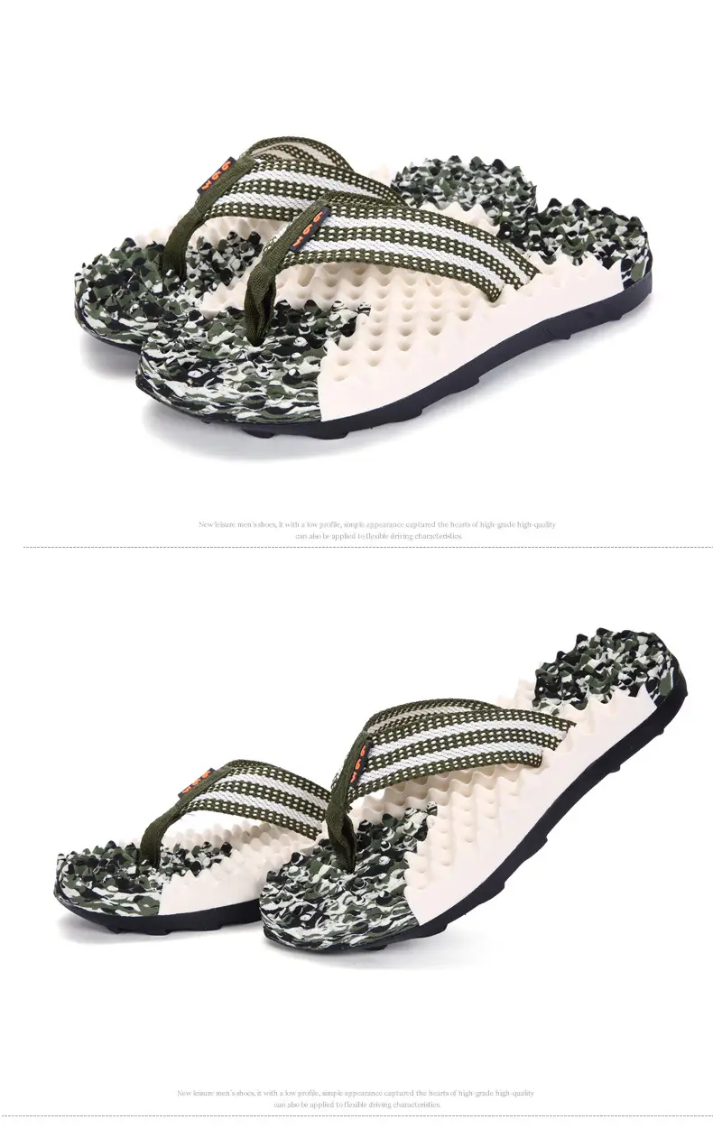 Camouflage Beaded Flip Flops Large Summer Wear — feature 19