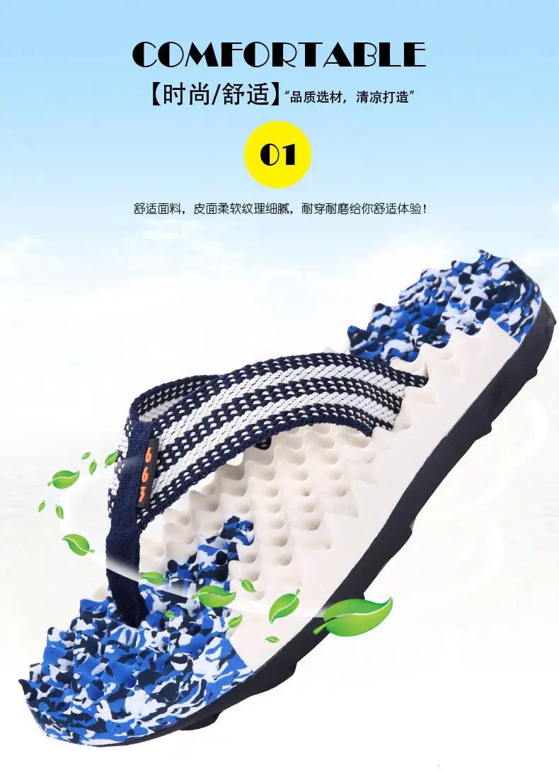 Camouflage Beaded Flip Flops Large Summer Wear — feature 8
