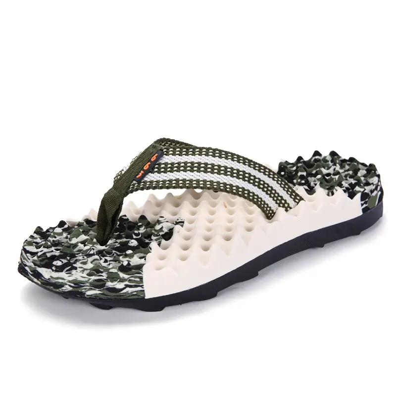 Camouflage Beaded Flip Flops Large Summer Wear