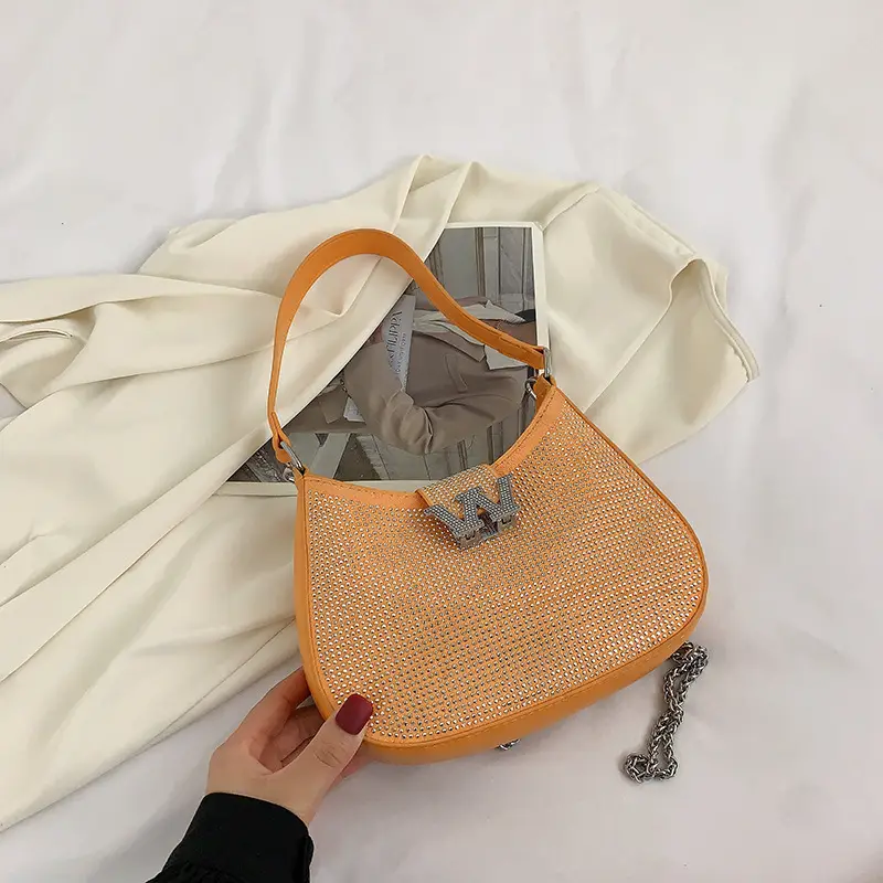 Pink Rhinestone Women's Shoulder Bag Set