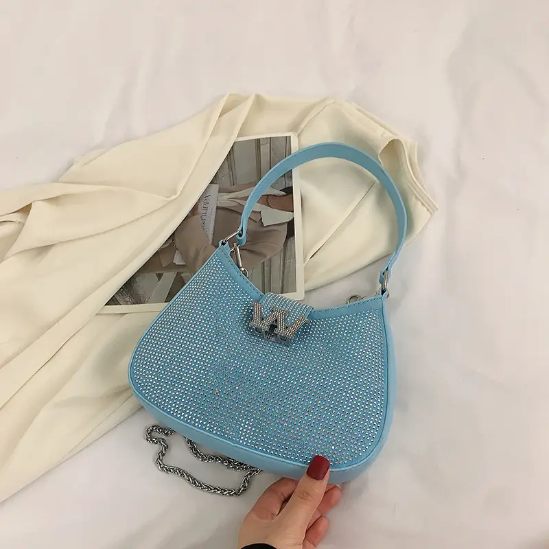 Pink Rhinestone Women's Shoulder Bag Set