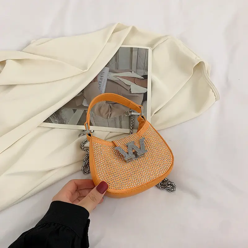 Pink Rhinestone Women's Shoulder Bag Set