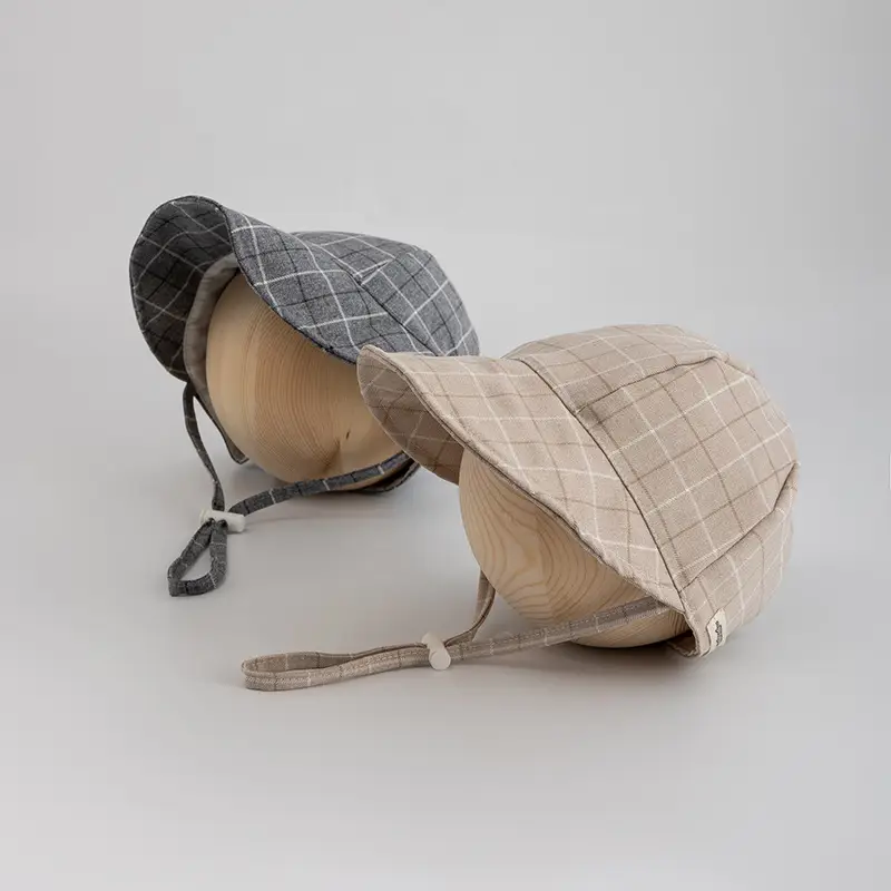 Qiu Nan Kids Plaid Sunscreen Cap 2 Colors - Image 4