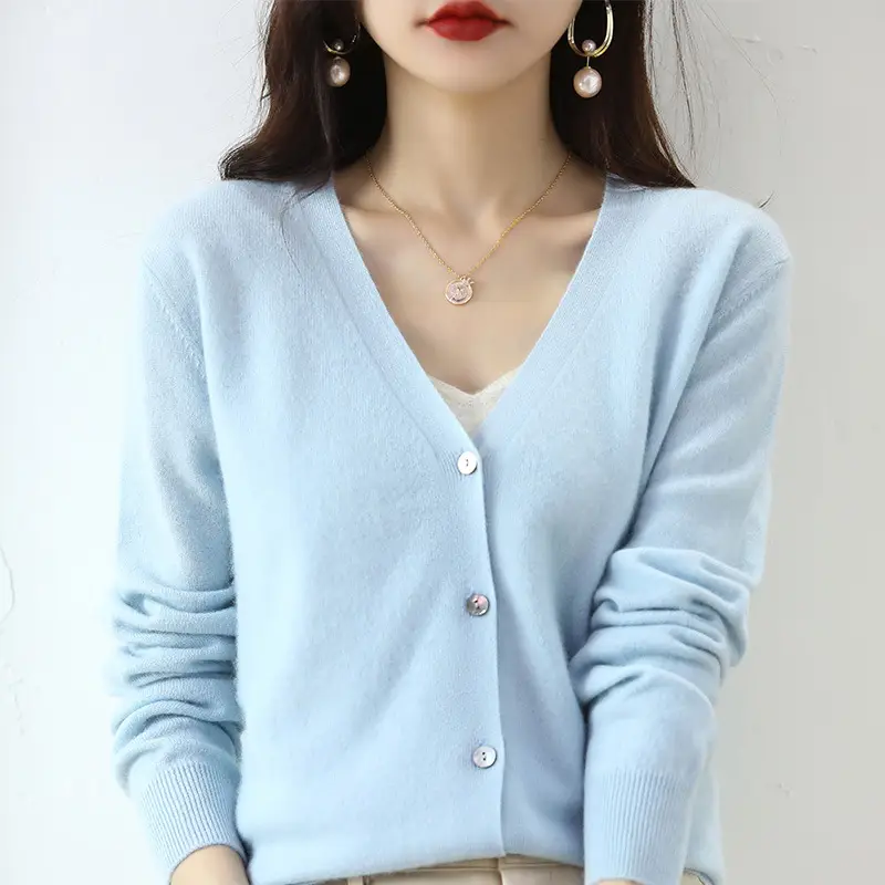 Lilac V-Neck Cardigan Short Coat for Women - Image 17