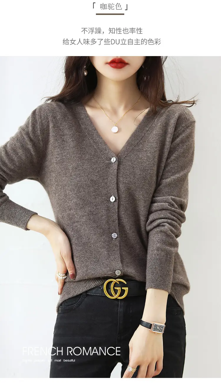 Lilac V-Neck Cardigan Short Coat for Women — feature 11