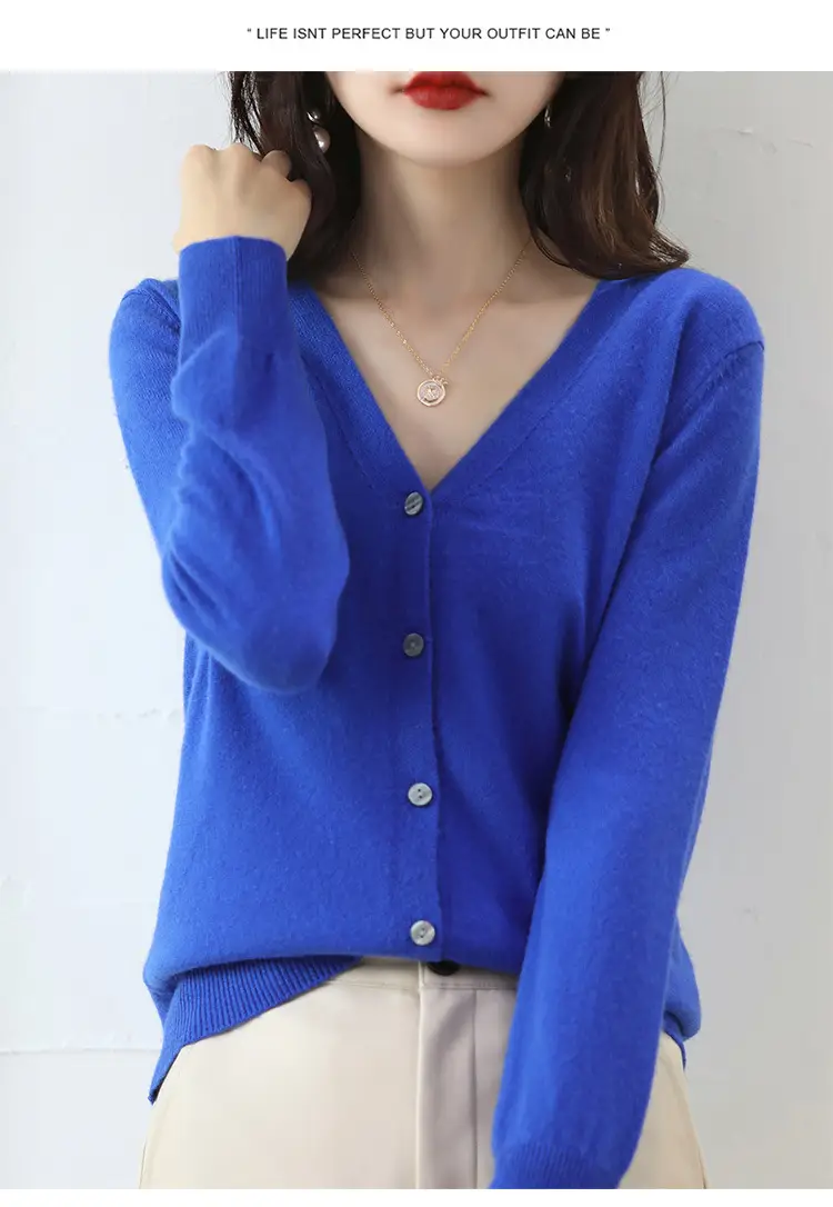 Lilac V-Neck Cardigan Short Coat for Women — feature 16