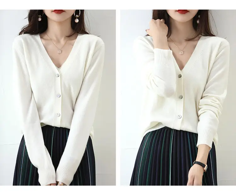 Lilac V-Neck Cardigan Short Coat for Women — feature 22