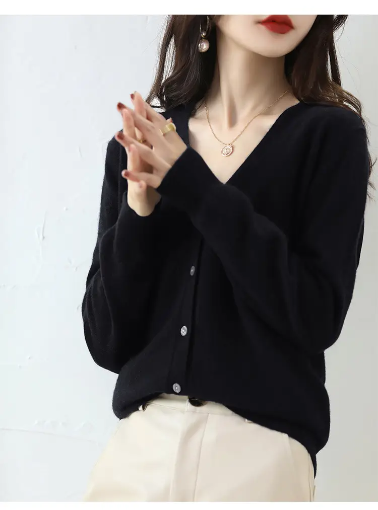 Lilac V-Neck Cardigan Short Coat for Women — feature 34