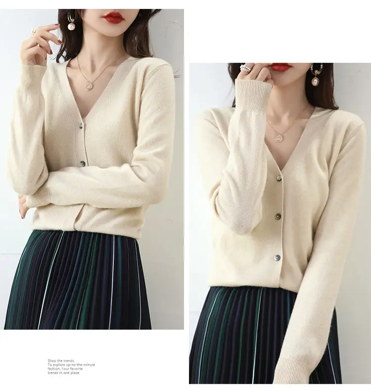 Lilac V-Neck Cardigan Short Coat for Women — feature 8