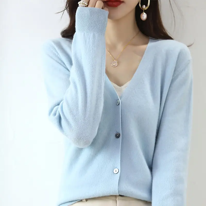 Lilac V-Neck Cardigan Short Coat for Women - Image 12