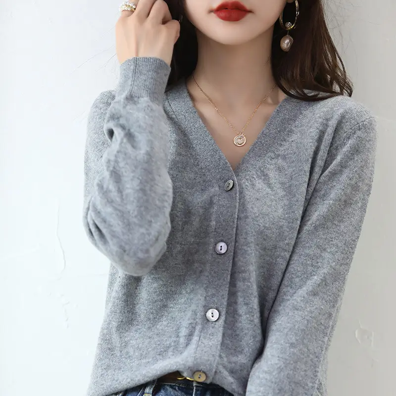 Lilac V-Neck Cardigan Short Coat for Women - Image 14