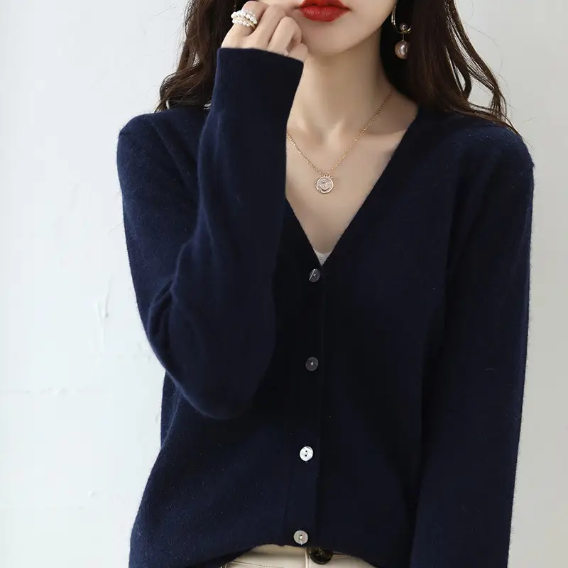 Lilac V-Neck Cardigan Short Coat for Women - Image 3