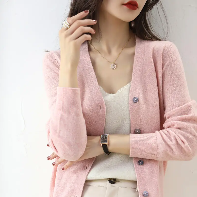 Lilac V-Neck Cardigan Short Coat for Women - Image 4