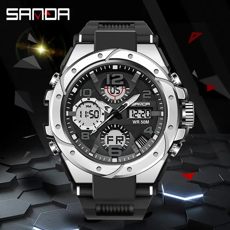 Sanda Black Digital Chronograph Watch for Men - Image 11
