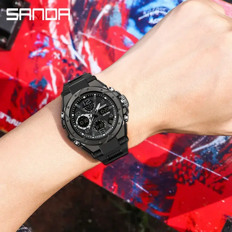 Sanda Black Digital Chronograph Watch for Men - Image 12