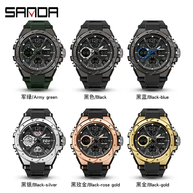 Sanda Black Digital Chronograph Watch for Men - Image 13