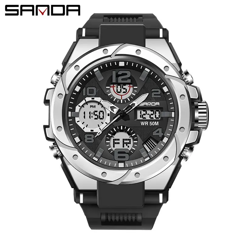 Sanda Black Digital Chronograph Watch for Men - Image 4