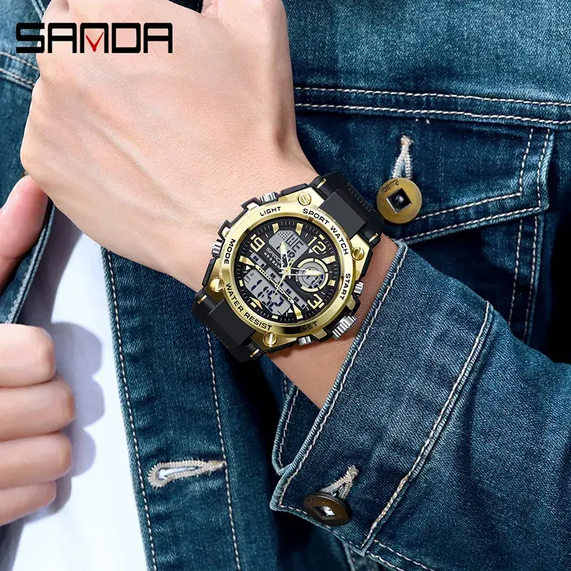 Sanda Men's Luxury Gold Watch with Leather Band - Image 7