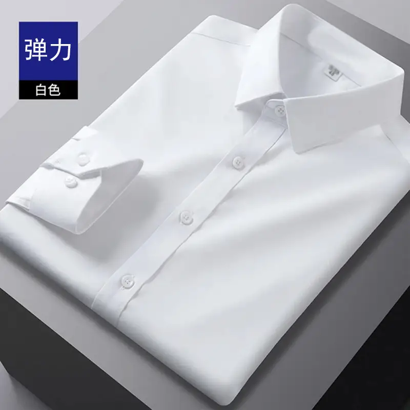 Men's Pink Stretch Shirt Long Sleeve Anti-Wrinkle
