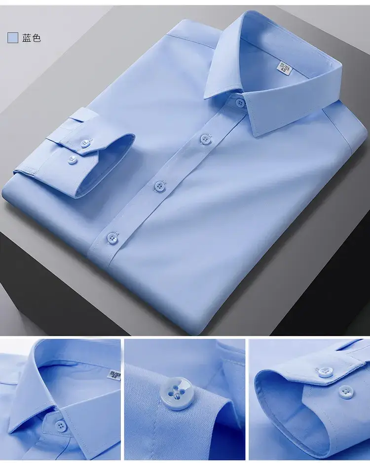 Men's Pink Stretch Shirt Long Sleeve Anti-Wrinkle — feature 12