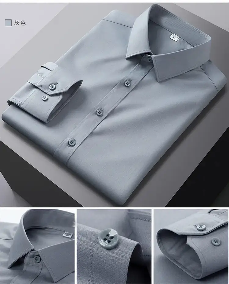 Men's Pink Stretch Shirt Long Sleeve Anti-Wrinkle — feature 14