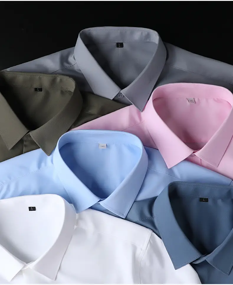 Men's Pink Stretch Shirt Long Sleeve Anti-Wrinkle — feature 7