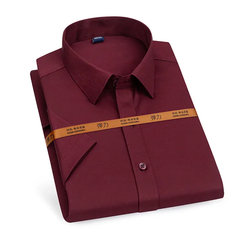 Men's Pink Stretch Shirt Long Sleeve Anti-Wrinkle