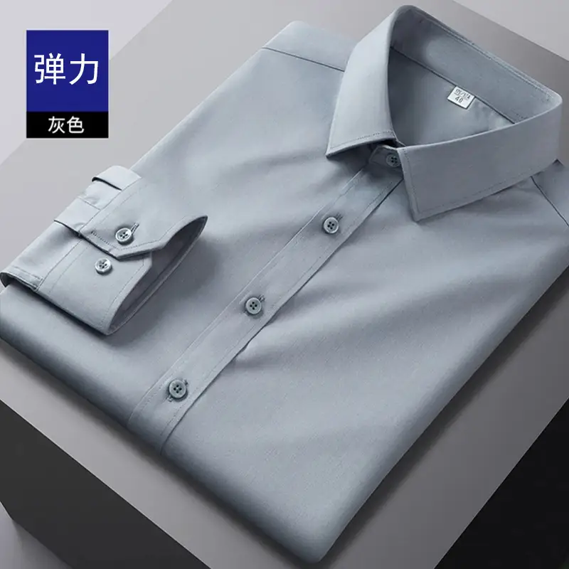 Men's Pink Stretch Shirt Long Sleeve Anti-Wrinkle