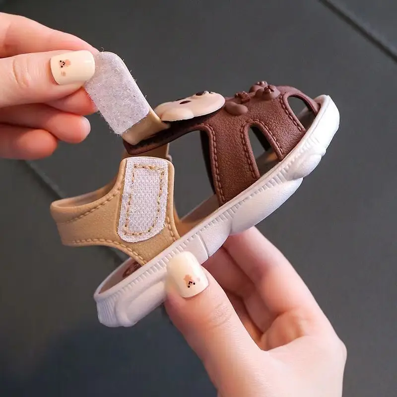 Baby Brown Cartoon Sandals 0-3Yrs Non-Slip Soft Sole