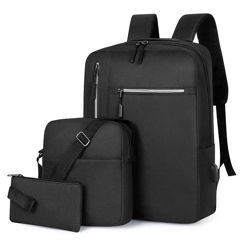 Black 3-Piece Laptop Backpack Set for Students & Professionals - Image 2