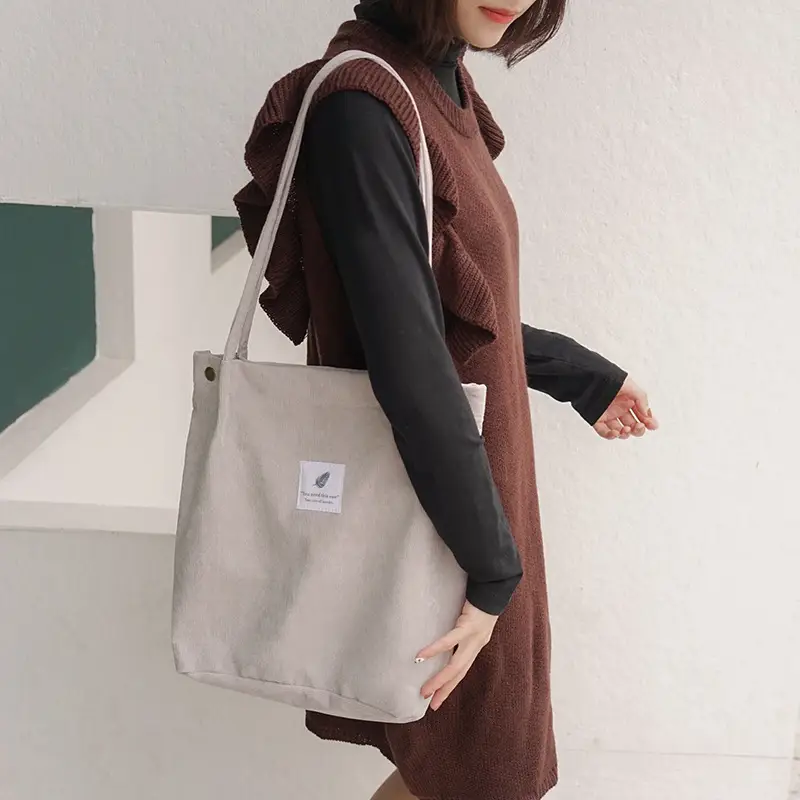 Korean Corduroy Shoulder Bag Large Capacity Artistic Design - Image 10