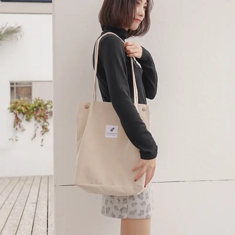 Korean Corduroy Shoulder Bag Large Capacity Artistic Design - Image 11