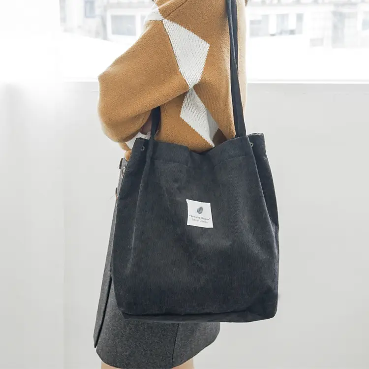 Korean Corduroy Shoulder Bag Large Capacity Artistic Design - Image 2