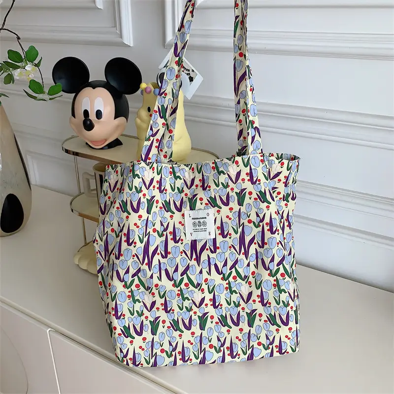 Canvas Floral Tote Bag Large Capacity Female Student Shopping Bag - Image 16