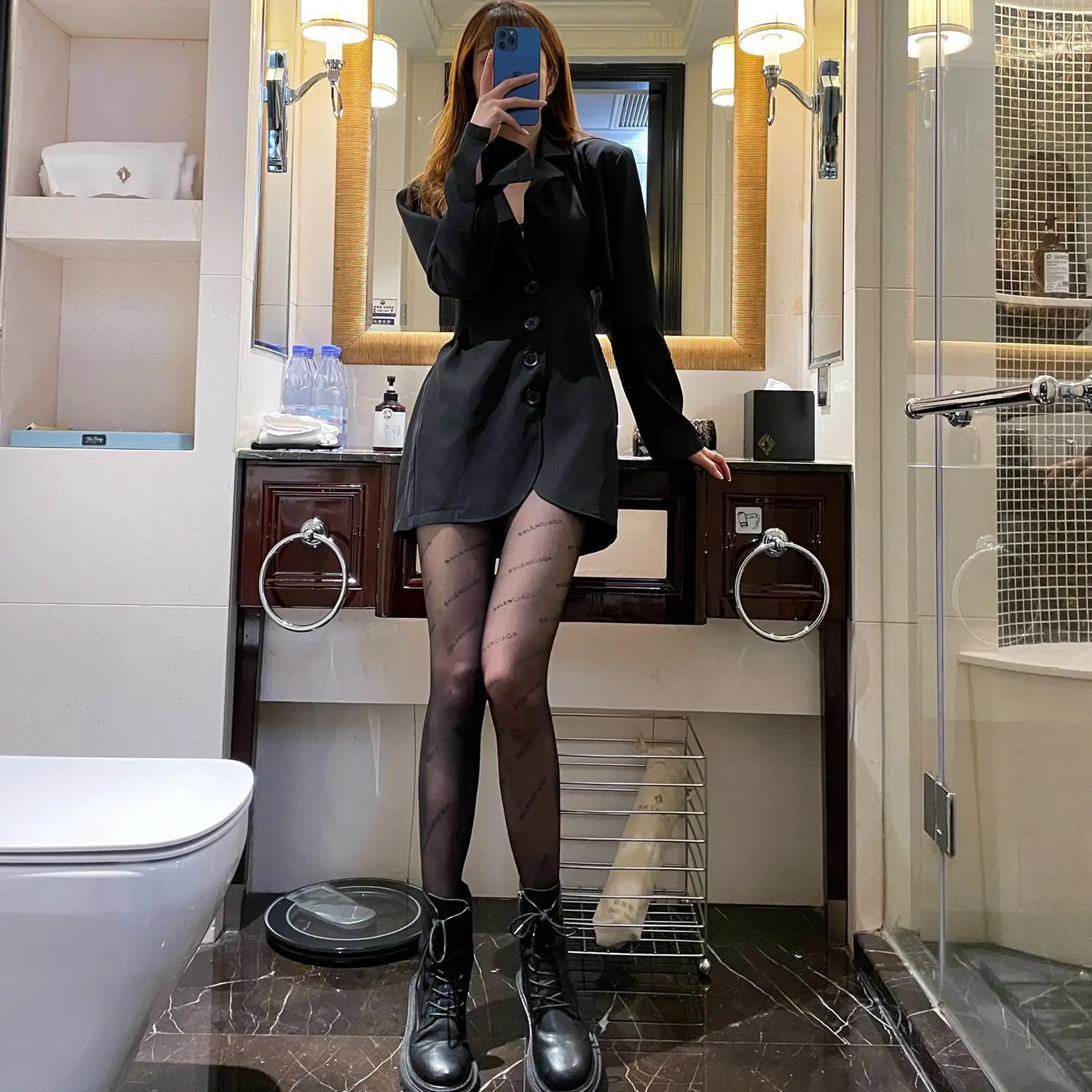 Cross-Border Flocked Letter Pantyhose Wholesale Autumn Winter Printed Extended Pantyhose Double B Letter Flocked Stockings — feature 7