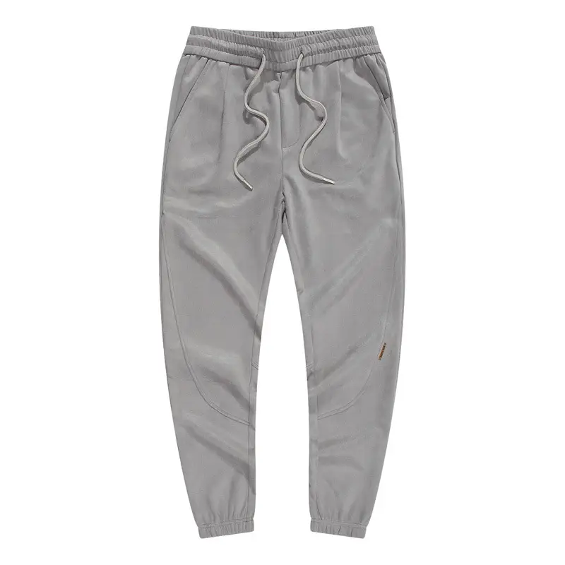 Dengjue Men's Split Suede Jogger Pants Grey Brown Black - Image 4