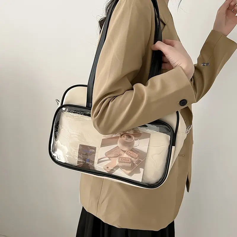 Women's Square Fashion Tote Bag with Clear Window 2025 - Image 3